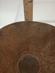 Vintage Metal MILK STRAINER 9.5″ top dia. 3.75″ tall Rusty Bent Top Rim