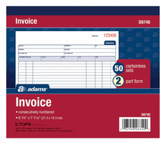 Adams Invoice Book, 2 Part, Carbonless, 50 Count (Pack of 1), White/Canary