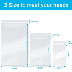 Aubeco 300 Pack Small Clear Plastic Bags, 3 300pcs(2X3,3X4,4X6),