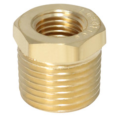 1) 1/2″ MALE X FEMALE 1/4″ NPT PIPE THREAD HEX REDUCER BUSHING – LEAD FREE BRASS