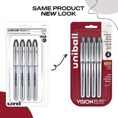 uniball Vision Elite Rollerball Pens, Bold Point (0.8mm), Black, 4 Pack
