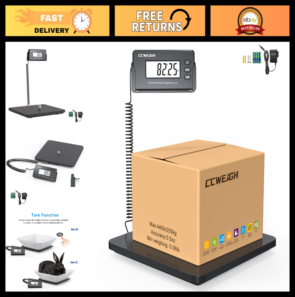 Accurate 440lbs Shipping Scale – Ultrathin Postal Scale for Packages & Luggage