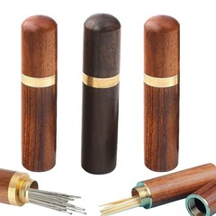 3 Pack Wood Toothpick Holder Portable Mini Pocket Tooth Dark & Light Brown