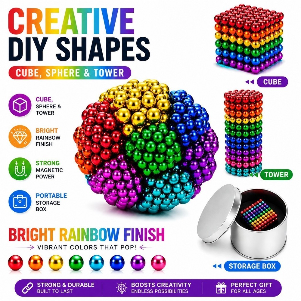 Adult 18+ 512Pcs 3MM Magnetic Beads Creative Building Desk Sculpture Metal Gift