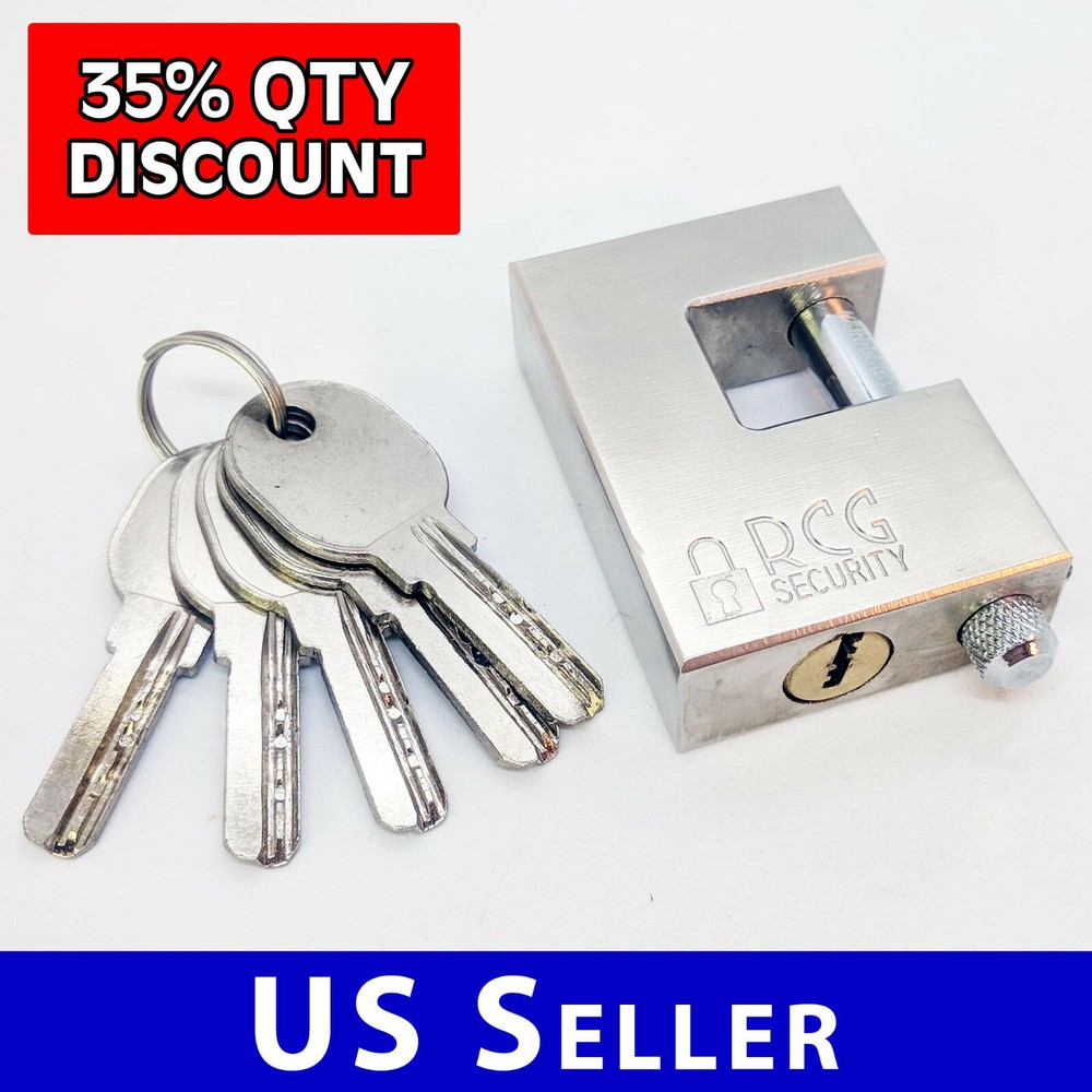 Heavy Duty 70mm Padlock/Chain Rectangular Lock *KEYED SAME/DIFF* U-Shaped 74mm