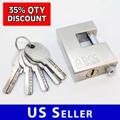 Heavy Duty 70mm Padlock/Chain Rectangular Lock *KEYED SAME/DIFF* U-Shaped 74mm