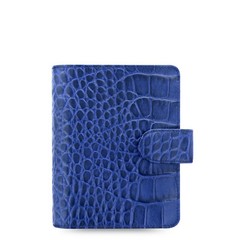 Filofax Pocket Classic Croc Organiser Planner Diary Indigo Leather-026006 #B9