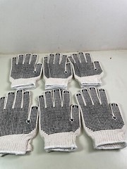 Dotted String Knit Gloves Both Sides Black PVC Dots (12 Pairs) Gloves L