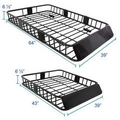 Universal 64 Extendable Roof Rack Cargo Basket Black Steel for SUV Truck Car Van