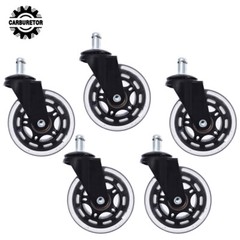 5 PCS 3 INCH Heavy Duty Office Chair Caster Rubber Swivel Wheels Replacement Set