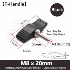 M8 Adjustable Clamping Thumb Screw Wing Knob Hand Lever Grip Bolt Al + Stainless