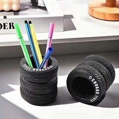 Desk Organizer Pen Holder Pen Pencil Tire Shaped Holder Case Office Stationery