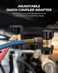 R134a Adjustable Quick Coupler Set H/L Pressure w/1/4″ Male Flare for AC Service