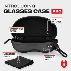 Nocry Water Resistant Safety Glasses Case with Clip – Heavy Duty Semi Hard Large