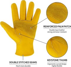 Yellow Leather Work Gloves – Durable, Comfortable & Ergonomic