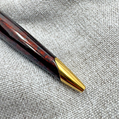 WATERMAN Carène Marine Amber Ballpoint Pen Gold Trim Blue Ink France *READ*