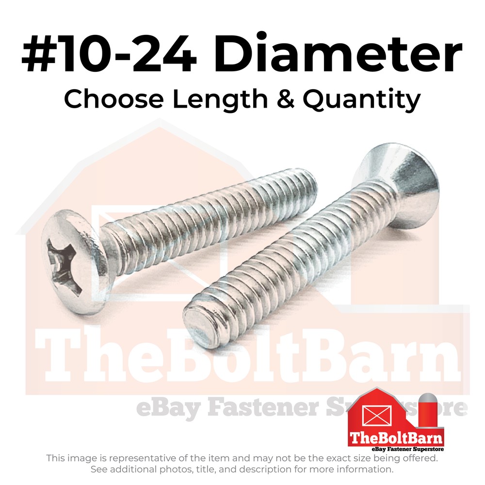 #10-24 Phillips Oval Head Machine Screws Zinc Clear (Choose Length & Qty)