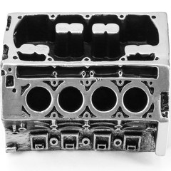 KH866 V8 Engine Block Business Card Holder – 3D Printed PLA Desk silver