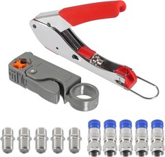Coax Cable Crimper Tool Kit with 20pcs F Type RG59 RG6 Compression Connectors…