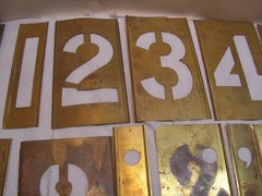 Vintage CH Hanson 45 Brass Stencils 4” Letters Numbers +Punctuation with OLD Box