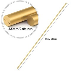 15 PCS 2.5 mm/3/32 inch Solid Brass Rods Lathe Bar Stock Kit Brass Round Stock