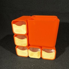 Vintage HOF Hong Kong Orange Plastic Desk Organizer 4 Drawers 2 Cups No 7412