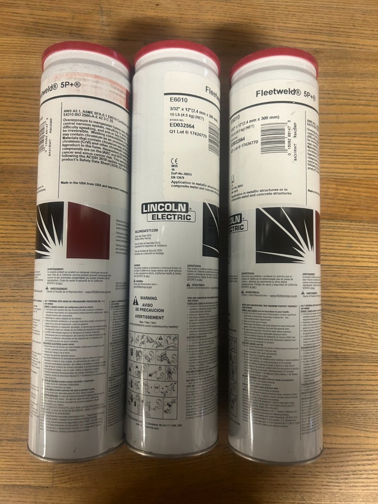 30 LBS Lincoln Electric Fleetweld 5P+ E6010 3/32 X 12 Welding Electrodes