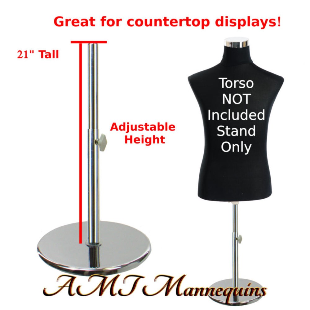 Round adjustable stands for male female half body torso, Metal Chrome stand- PR