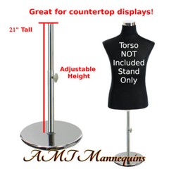 Round adjustable stands for male female half body torso, Metal Chrome stand- PR