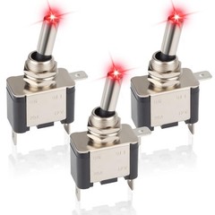 3 PCS LED Lighted Rocker Toggle Switch, 12V SPST 3 Pin 2 Position ON/Off Rocker