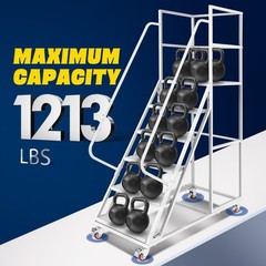 6 Step Rolling Warehouse Step Ladder, Movable Platform Ladder with Locking Wheel