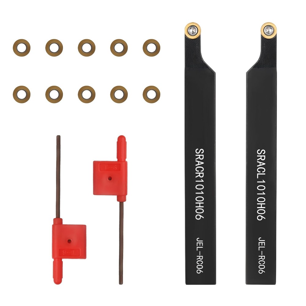 Indexable Lathe Turning Tool 3/8″ 10mm 2 Pcs Holder Set with 10 Pcs Inserts