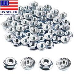 1/4-20 Serrated Flange Hex Nuts, Hexagon Flange Nuts 304 Stainless Steel, 50pcs