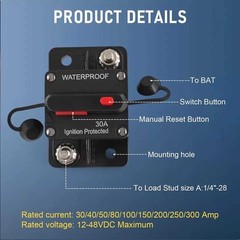 Two 30 amp circuit breakers for easy installation on trolling trailer vehicles