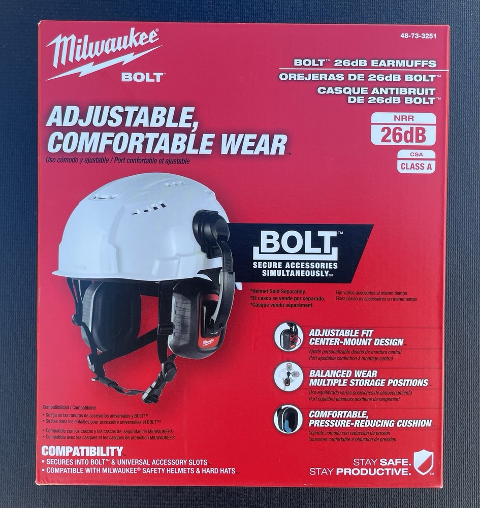 Milwaukee 48-73-3251 BOLT 26dB Earmuffs Free Shipping