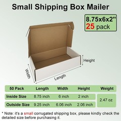 9x6x2” Small Shipping Boxes 25 Pack, White Corrugated Cardboard Literature M…