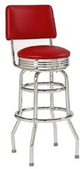 Banded Swivel Seat Retro Stools w/ Backs, Heavy Duty – Red or Black New