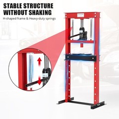 12T Hydraulic Press,H-Frame Press w Adjustable Table for u-Joints&Bending Red