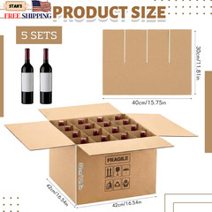 5 Sets Wine Boxes for Moving Kits 16 X 16 X 12 Inch Corrugated 16 Bottle Cardboa