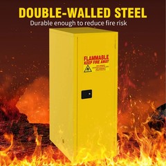16 Gal Fireproof Flammable Cabinet, Industrial Storage with Leak Sump & Vents