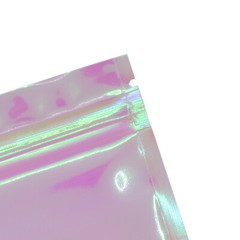 100 Pcs Iridescent Zip lock Bags Pouches Cosmetic Hologram Holographic Clear Bag