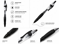 3 Pack Black Gel Pens 0.7mm Medium Point Smooth Writing Comfort Grip Black Ink