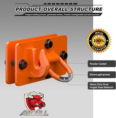 Forged Steel Bolt-On Tractor Bucket Hooks with Backer Plate – Orange, 2 Pack