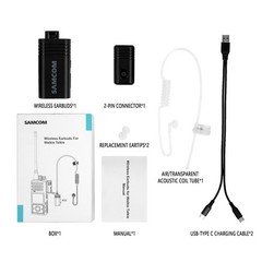SAMCOM BTEAR01 Wireless Earpiece with Clear Airtube Tube 2 Pin Dongle Black