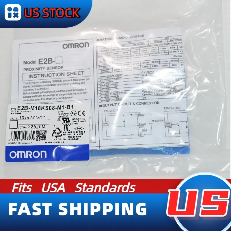 New OMRON E2B-M18KS08-M1-B1 Sensor 8mm NPN 10-30VDC IP67 US Stock Fast Ship