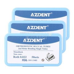 AZDENT 50set Dental Orthodontic 2nd Molar Buccal Tubes Roth/MBT 0.022 Bondable