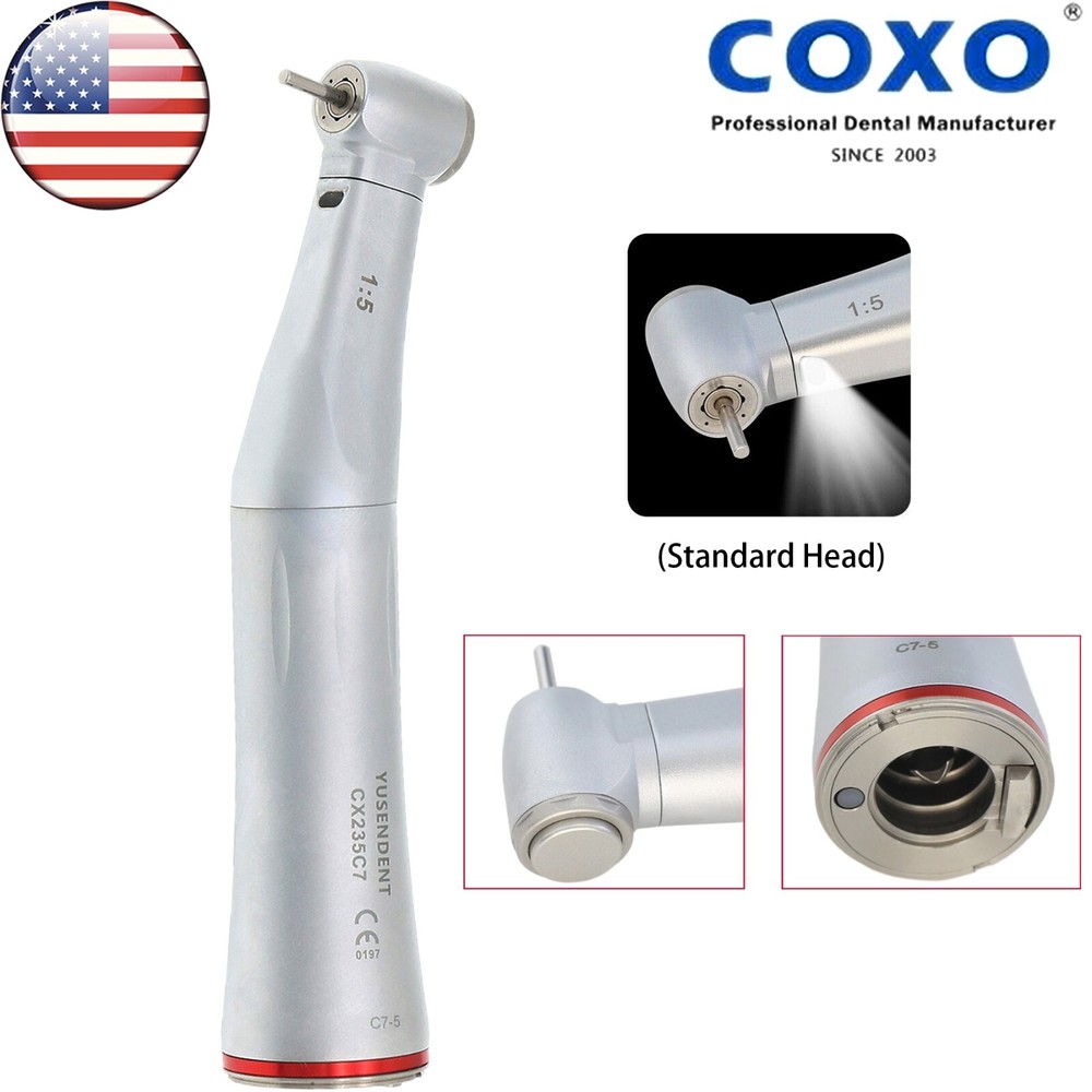 COXO Dental 1:5 Electric Handpiece Contra Angle Fiber Optic High Speed CX235C7-5