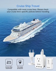 BEONDON European Travel Plug Adapter, 3 FT Power Strip with 5 USB Ports(3 USB…