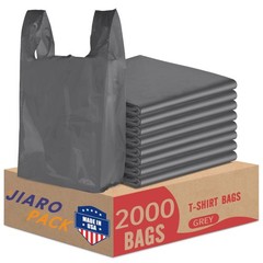 2000 Gray T-Shirt Bags 1/6 12″ x 6.5″ x 21″, Plastic Grocery Shopping Bags