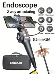 Articulating Borescope, Two-Way 180° 5.5mm Lens IP67 Waterproof Steering Probe
